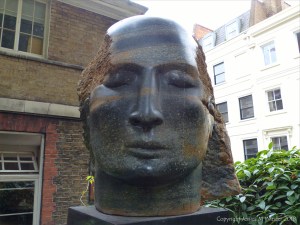 Blue Purbeck Angel Head sculpture by Emily Young