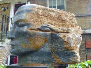 Blue Purbeck Angel Head sculpture by Emily Young