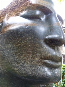 Blue Purbeck Angel Head sculpture by Emily Young