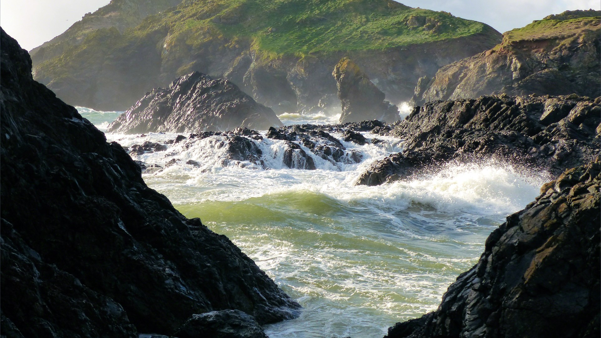 Kynance Cove with choppy water