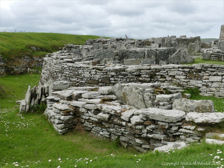 Broch of Gurness archaeological remains in Orkney constructed with Stromness Flagstone 2000 years ago