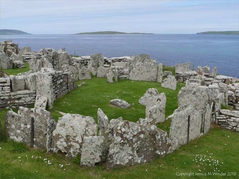 Broch of Gurness archaeological remains in Orkney constructed with Stromness Flagstone 2000 years ago