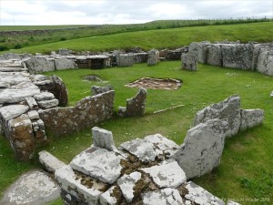 Broch of Gurness archaeological remains in Orkney constructed with Stromness Flagstone 2000 years ago