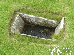 Broch of Gurness archaeological remains in Orkney constructed with Stromness Flagstone 2000 years ago