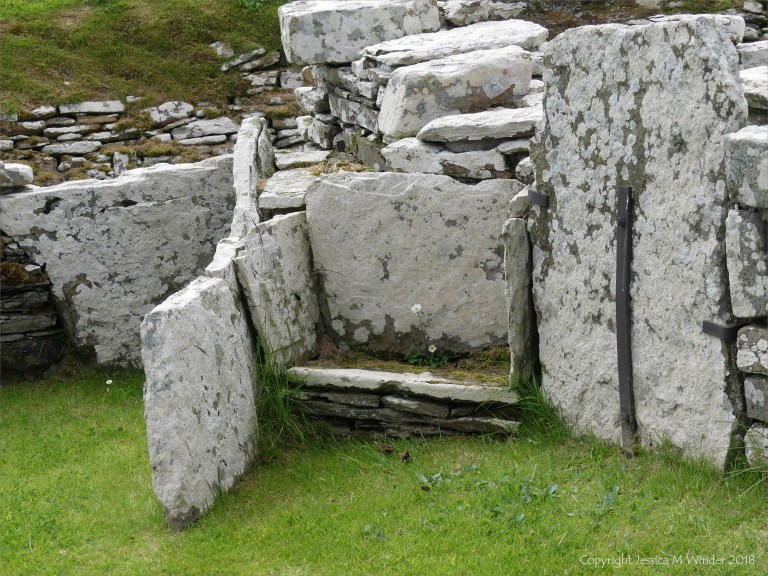 Broch of Gurness archaeological remains in Orkney constructed with Stromness Flagstone 2000 years ago