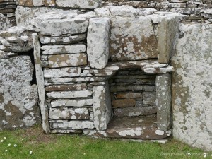 Broch of Gurness archaeological remains in Orkney constructed with Stromness Flagstone 2000 years ago
