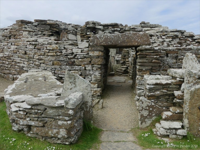 Broch of Gurness archaeological remains in Orkney constructed with Stromness Flagstone 2000 years ago