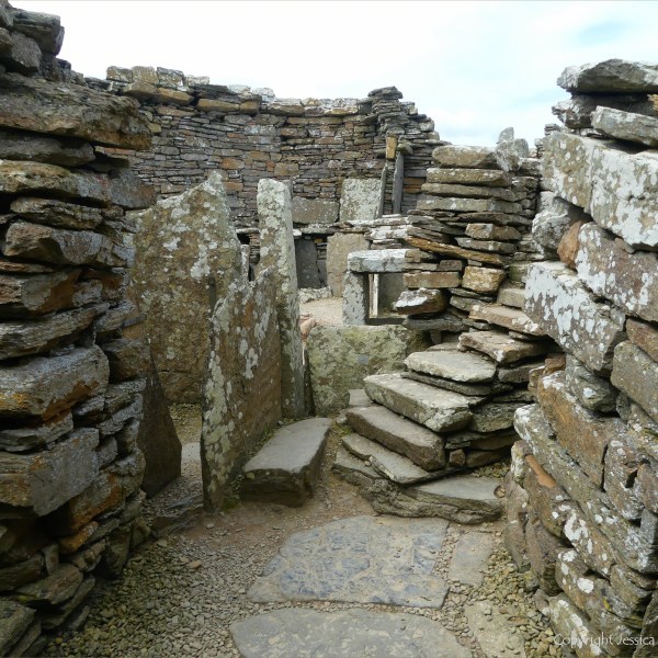 Broch of Gurness archaeological remains in Orkney constructed with Stromness Flagstone 2000 years ago