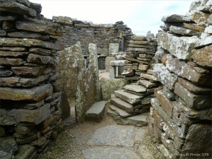 Broch of Gurness archaeological remains in Orkney constructed with Stromness Flagstone 2000 years ago