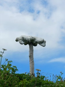 Whale bone on a pole at Dingieshowe Bay