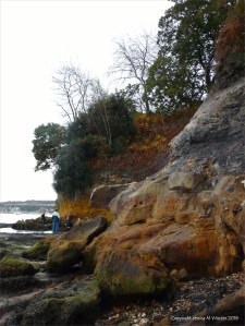 Coloured cliff rocks at Studland Bay