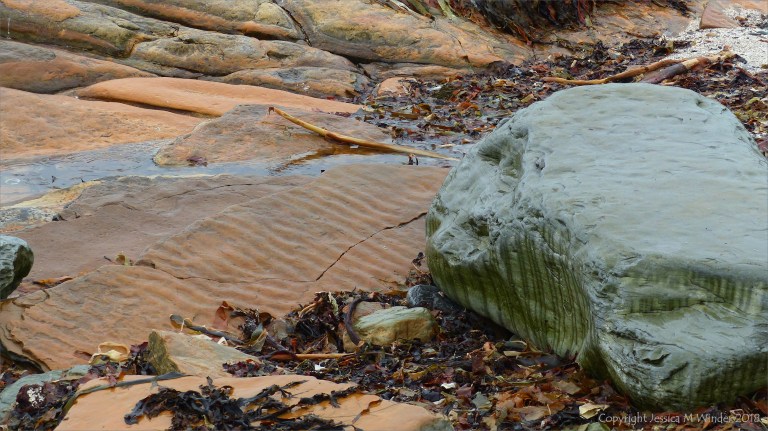 Rocks in the rain at Birsay Causeway in Orkney
