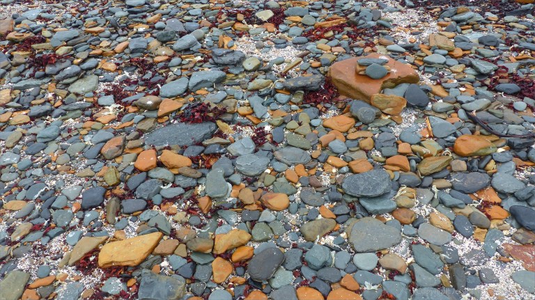 Beach stones at Birsay Causeway in Orkney