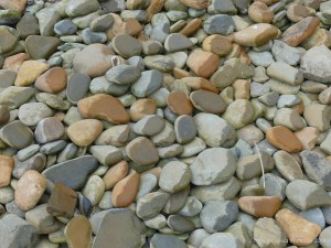 View of pebbles on the beach at Bay of Skaill