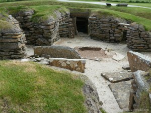 The remains of neolithic buildings at Skara Brae in Orkney
