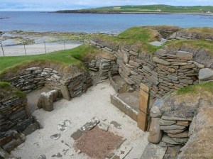 The remains of neolithic buildings at Skara Brae in Orkney