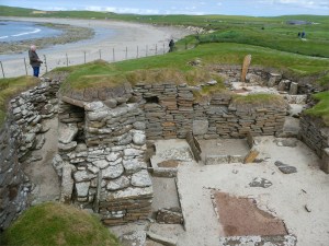 The remains of neolithic buildings at Skara Brae in Orkney