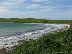 View of Newark Bay in Orkney looking west from the dunes
