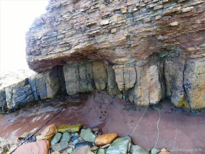 Devonian sedimentary cliff strata on the west side of Newark Bay in Orkney