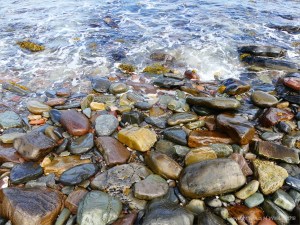 Beach stones at Newark Bay