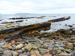 Rock outcrops and seaweed