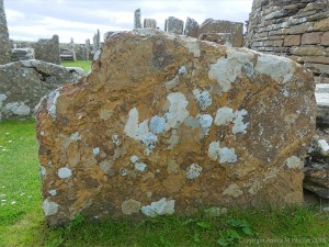 Texture and pattern in Devonian sedimentary rocks used for building stone walls on a over 2000 years ago