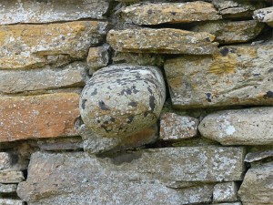 Texture and pattern in Devonian sedimentary rocks used for building stone walls on a over 2000 years ago