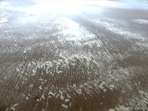 Natural patterns of sea foam on the beach