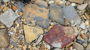 Stones on the seashore at Hamnavoe in Orkney
