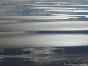 Wet sand gleaming in sunlight