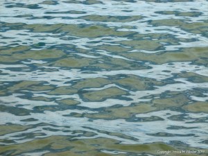 Natural patterns of reflected light on the surface of calm sea water
