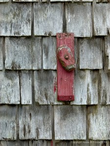 Texture and pattern in weathered wooden wall tiles in Grand Manan