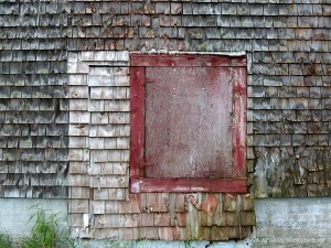 Texture and pattern in weathered wooden wall tiles in Grand Manan