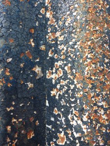 Textures produced by weathering on corrugated iron