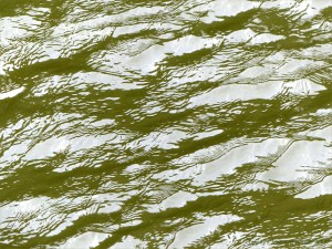Pattern and texture on the surface of flowing water in a tidal river