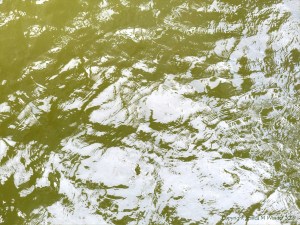 Pattern and texture on the surface of flowing water in a tidal river