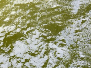 Pattern and texture on the surface of flowing water in a tidal river