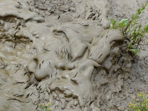 Tidal river mud shapes and textures