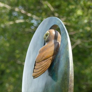 Bronze barn owl sculpture by Simon Gudgeon