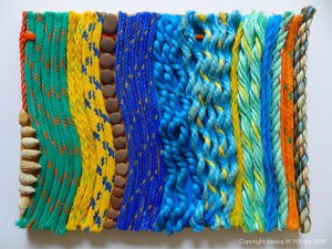 Collage of old ropes and twines from beachcombed flotsam and jetsam