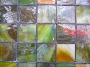 Historic coloured glass window panes