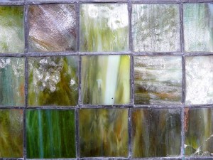 Historic coloured glass window panes