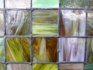 Historic coloured glass window panes