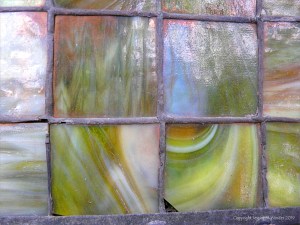Historic coloured glass window panes