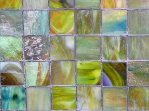 Historic coloured glass window panes