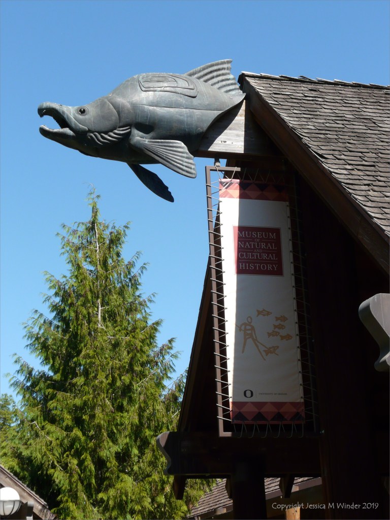 Bronze salmon sculpture