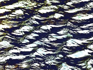 Variation in natural water ripple and reflection pattern
