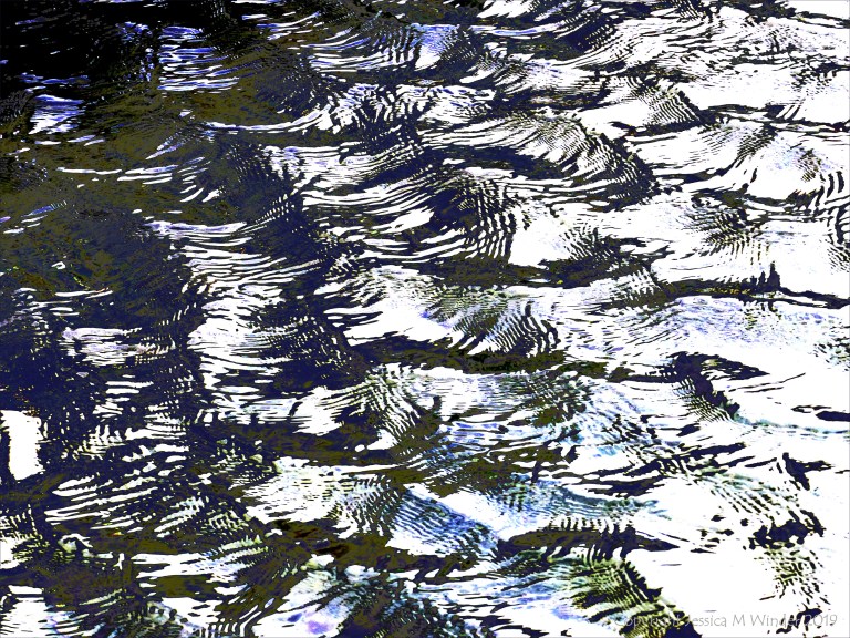 Variation in natural water ripple and reflection pattern