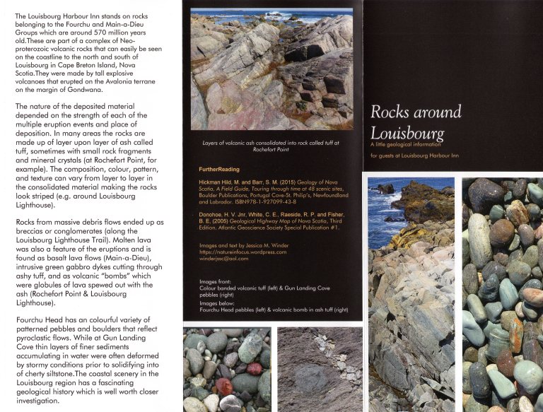 Leaflet about rocks in the Louisbourg area of Cape Breton