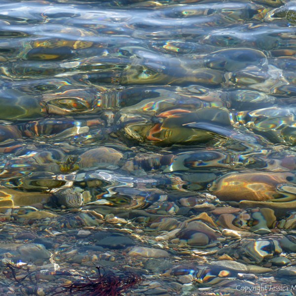 Shallow water on the beach at Crystal Cliffs in Nova Scotia